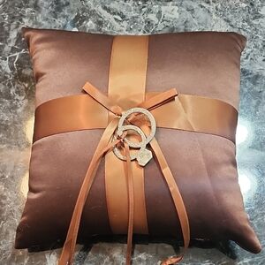 Elegant Brown Satin Ring Bearer Pillow